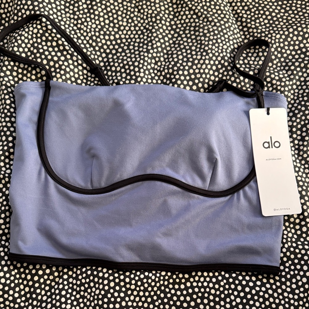ALO Yoga Periwinkle and Black Sports Bra